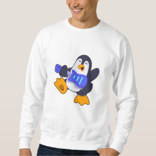 Pinguin bei Musik mit Gitarre Sweatshirt