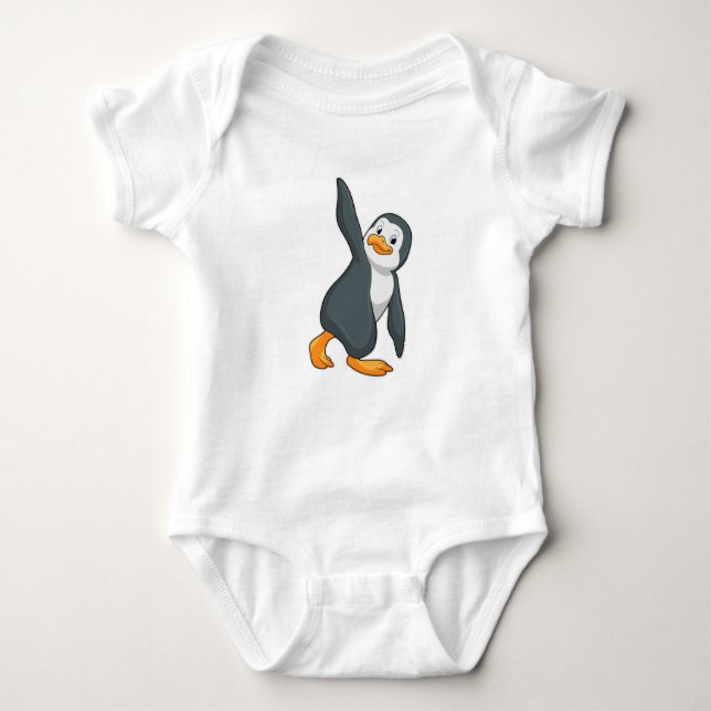 Pinguin bei Yoga-Stretching-Übungen Baby Strampler (Vorderseite)