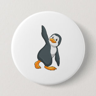 Pinguin bei Yoga-Stretching-Übungen Button