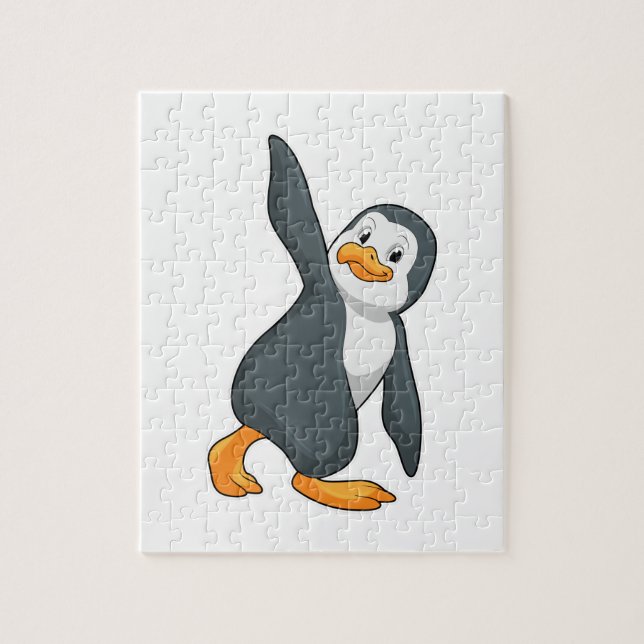 Pinguin bei Yoga-Stretching-Übungen Puzzle (Vertikal)