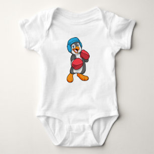 Pinguin beim Boxen mit Boxhandschuhen & Helm Baby Strampler
