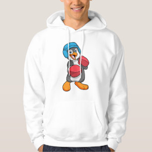 Pinguin beim Boxen mit Boxhandschuhen & Helm Hoodie