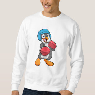 Pinguin beim Boxen mit Boxhandschuhen & Helm Sweatshirt
