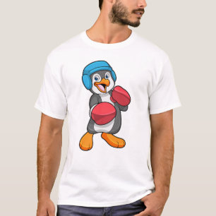 Pinguin beim Boxen mit Boxhandschuhen & Helm T-Shirt