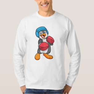 Pinguin beim Boxen mit Boxhandschuhen & Helm T-Shirt