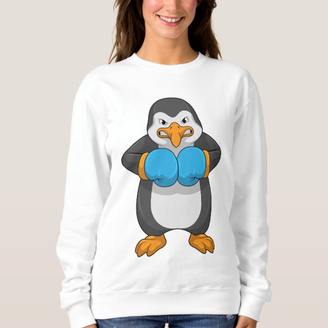 Pinguin beim Boxen mit Boxhandschuhen Sweatshirt (Vorderseite)