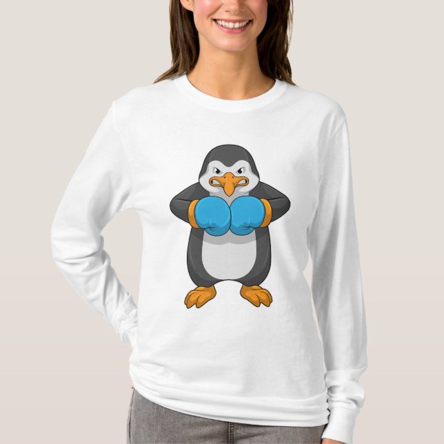Pinguin beim Boxen mit Boxhandschuhen T-Shirt (Vorderseite)