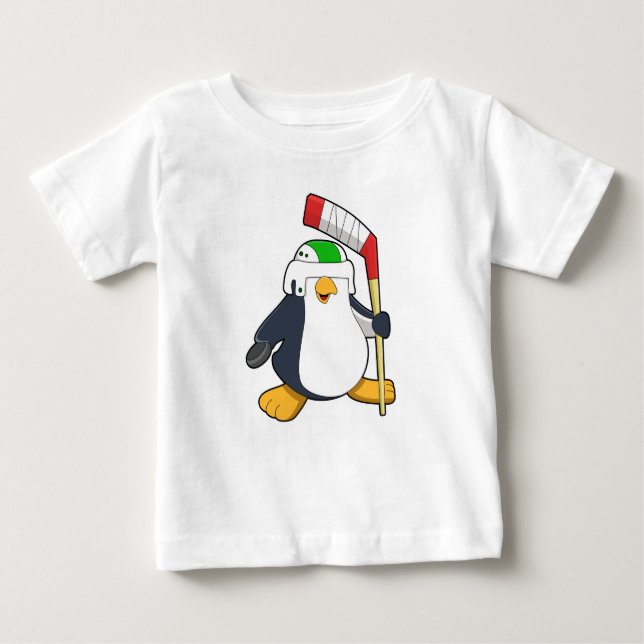 Pinguin beim Eishockey mit Eishockeyschläger Baby T-shirt (Vorderseite)