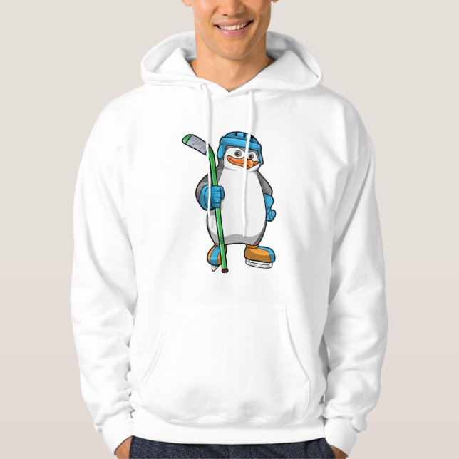 Pinguin beim Eishockey mit Eishockeyschläger Hoodie (Vorderseite)