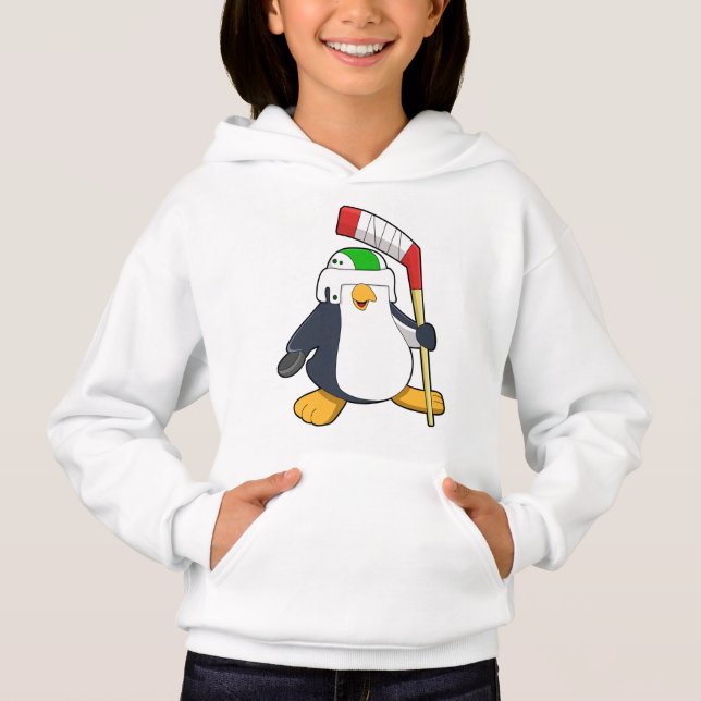 Pinguin beim Eishockey mit Eishockeyschläger Hoodie (Vorderseite)