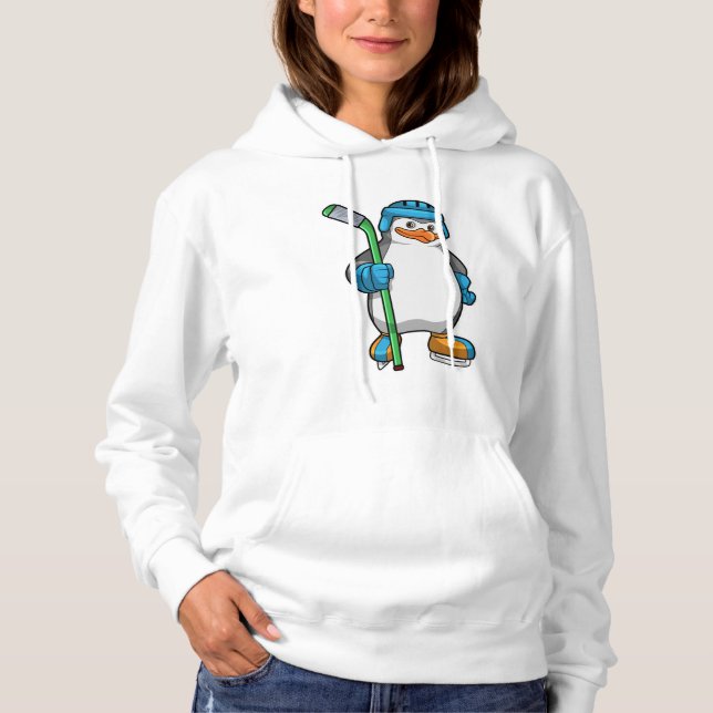 Pinguin beim Eishockey mit Eishockeyschläger Hoodie (Vorderseite)