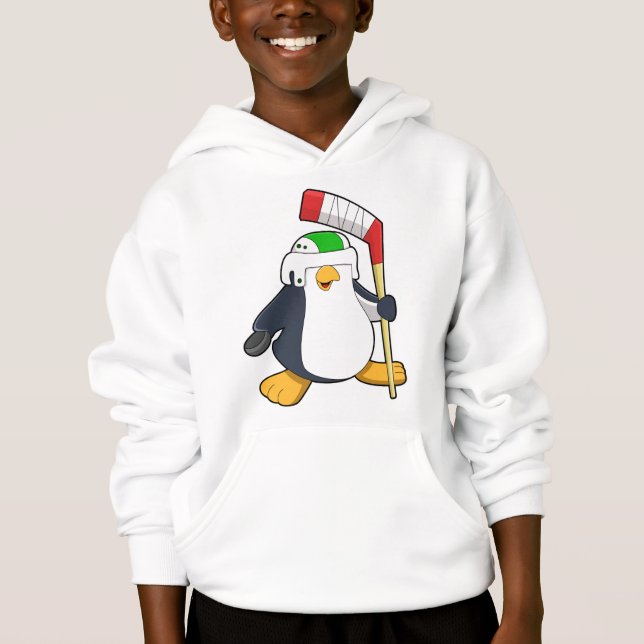 Pinguin beim Eishockey mit Eishockeyschläger Hoodie (Vorderseite)