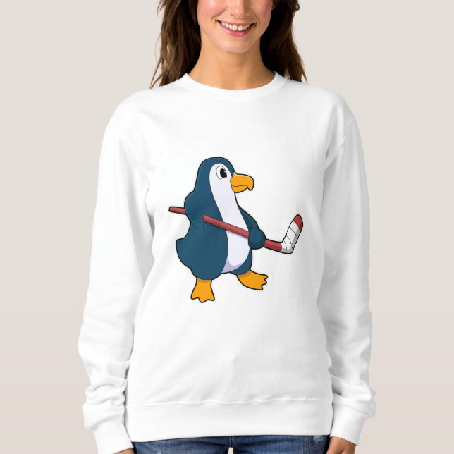 Pinguin beim Eishockey mit Eishockeyschläger Sweatshirt (Vorderseite)