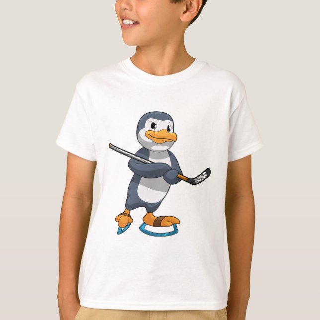 Pinguin beim Eishockey mit Eishockeyschläger T-Shirt (Vorderseite)
