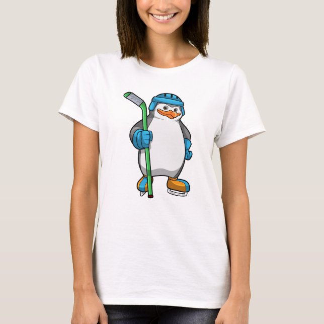Pinguin beim Eishockey mit Eishockeyschläger T-Shirt (Vorderseite)
