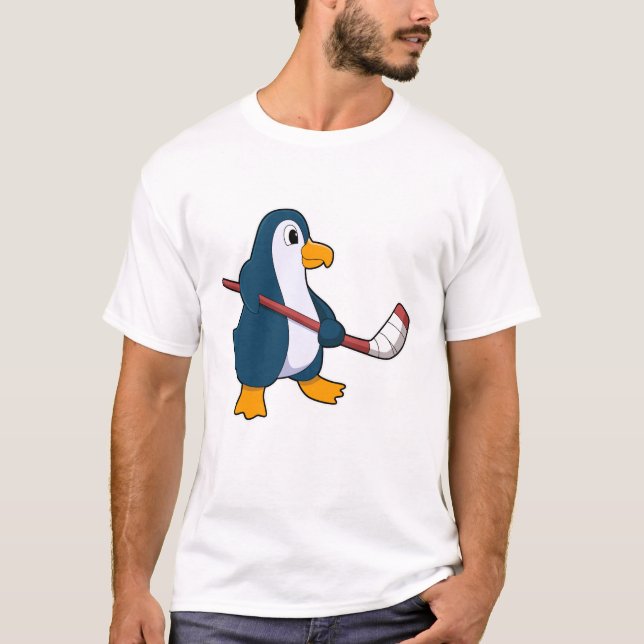 Pinguin beim Eishockey mit Eishockeyschläger T-Shirt (Vorderseite)