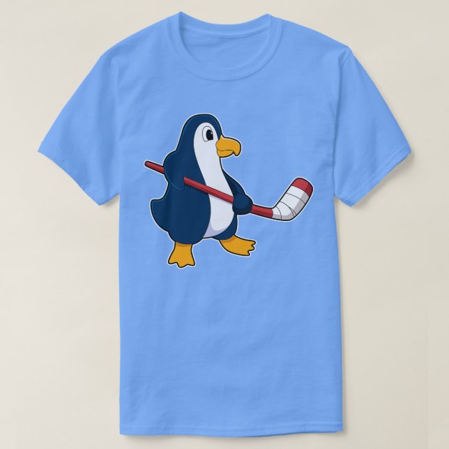 Pinguin beim Eishockey mit Eishockeystick 2 T-Shirt (Design vorne)