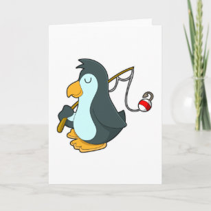 Pinguin beim Fischfang mit Angeln Karte