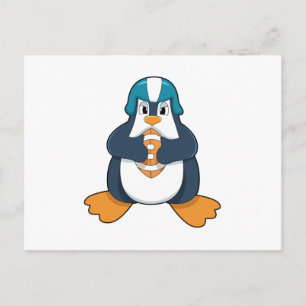 Pinguin beim Fußballsport Postkarte