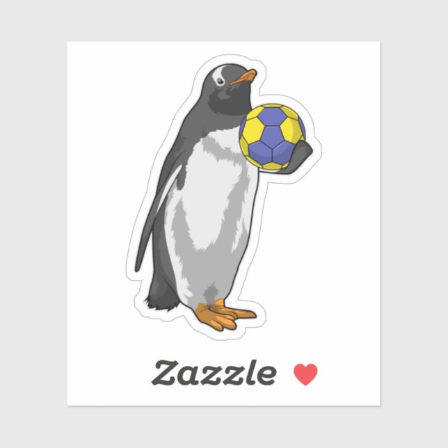 Pinguin beim Handball Sports Aufkleber (Blatt)