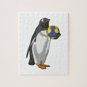 Pinguin beim Handball Sports Puzzle