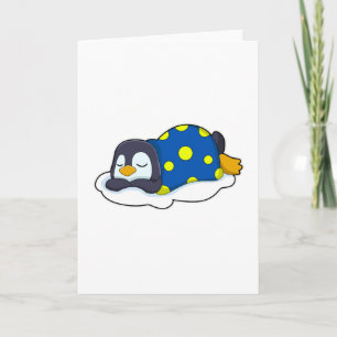 Pinguin beim Schlafen mit Blanket Karte
