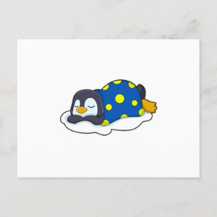 Pinguin beim Schlafen mit Blanket Postkarte