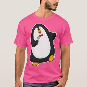 Pinguin beim Singen mit Mikrofon-Krawatte T-Shirt
