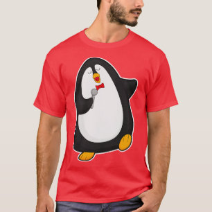 Pinguin beim Singen mit Mikrofon-Krawatte T-Shirt
