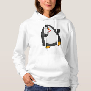 Pinguin beim Singen mit Mikrofon und Krawatte Hoodie