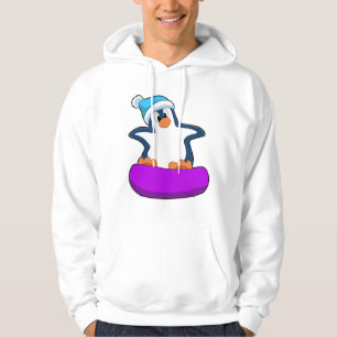 Pinguin beim Snowboarden mit Snowboard Hoodie