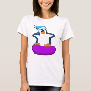 Pinguin beim Snowboarden mit Snowboard T-Shirt