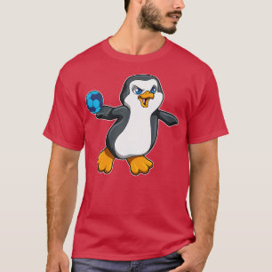 Pinguin beim Sport mit Handball T-Shirt
