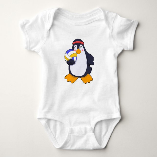 Pinguin beim Volleyball-Sport Baby Strampler (Vorderseite)