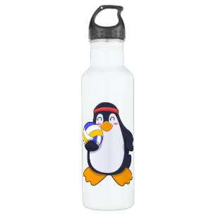 Pinguin beim Volleyball-Sport Edelstahlflasche