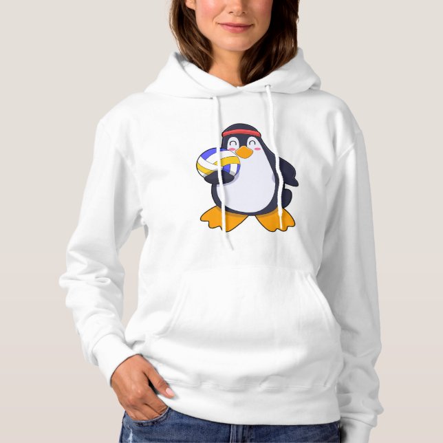 Pinguin beim Volleyball-Sport Hoodie (Vorderseite)