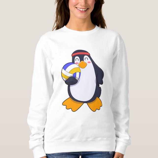 Pinguin beim Volleyball-Sport Sweatshirt (Vorderseite)