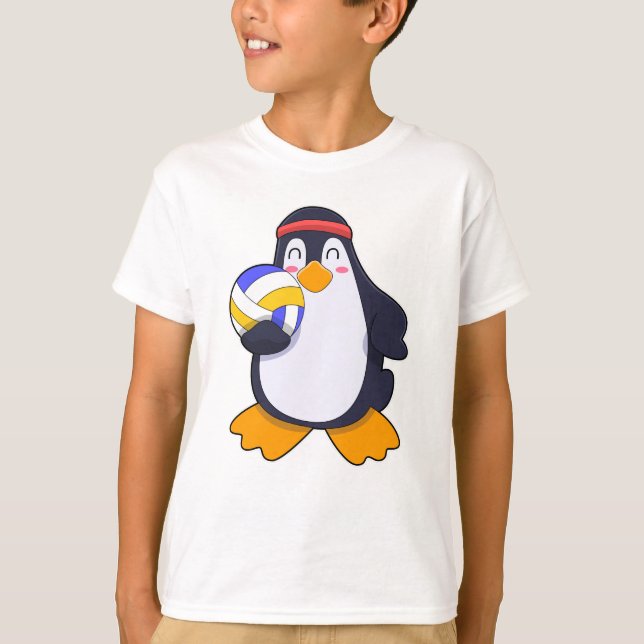 Pinguin beim Volleyball-Sport T-Shirt (Vorderseite)