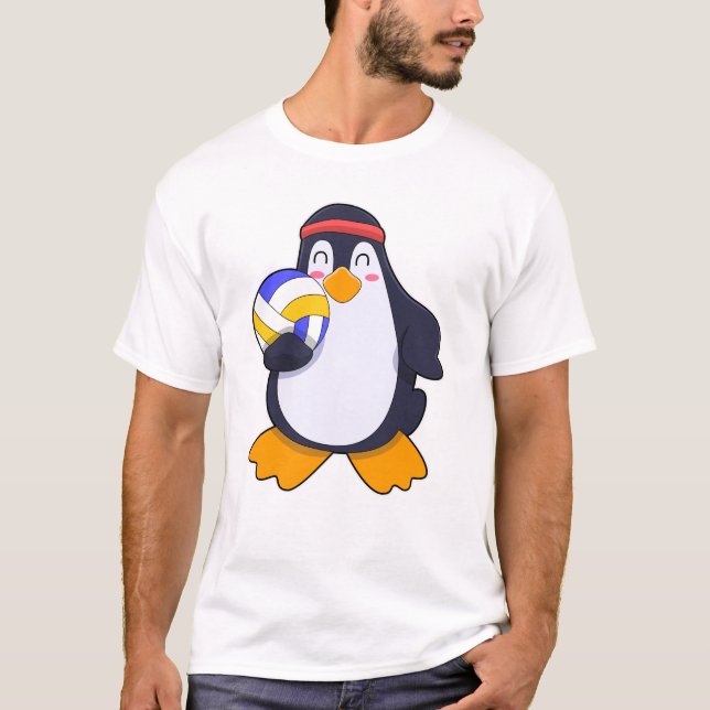 Pinguin beim Volleyball-Sport T-Shirt (Vorderseite)