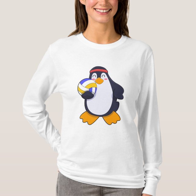 Pinguin beim Volleyball-Sport T-Shirt (Vorderseite)