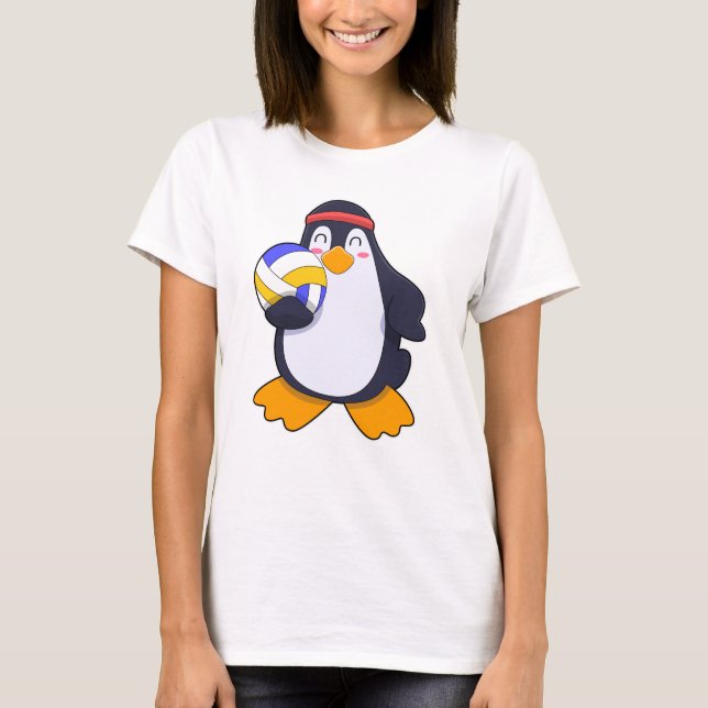 Pinguin beim Volleyball-Sport T-Shirt (Vorderseite)