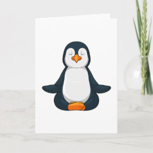 Pinguin beim Yoga-Fitness im Sitzen Karte