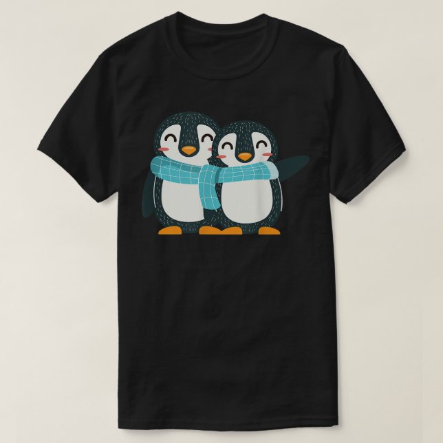 Pinguin BESTE FREUNDIN Scarf Cartoon Schnee Winter T-Shirt (Design vorne)