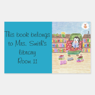 Pinguin-Bibliotheksaufkleber für intelligentes Les Rechteckiger Aufkleber