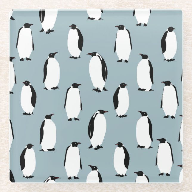 Pinguin Bird Animal Niedlich Pattern Glasuntersetzer (Vorderseite)