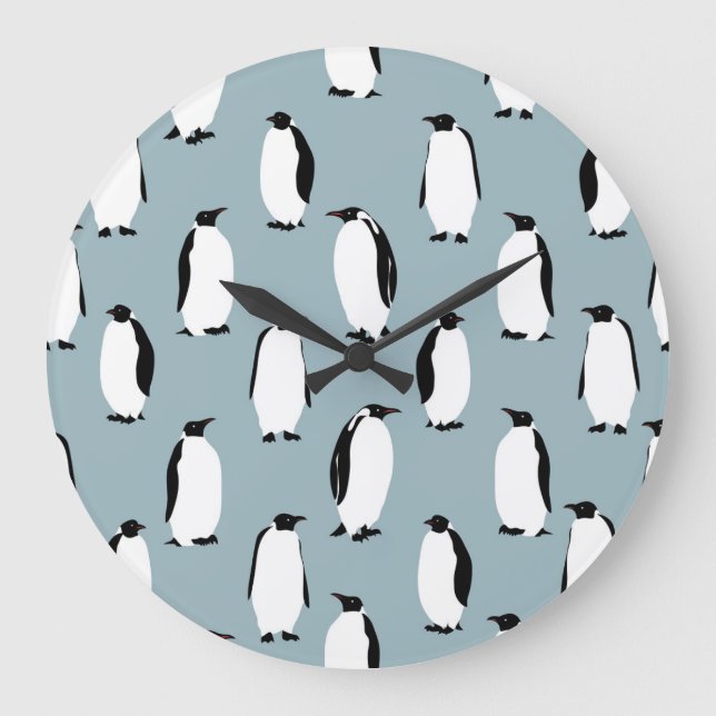 Pinguin Bird Animal Niedlich Pattern Große Wanduhr (Vorderseite)