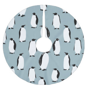 Pinguin Bird Animal Niedlich Pattern Polyester Weihnachtsbaumdecke