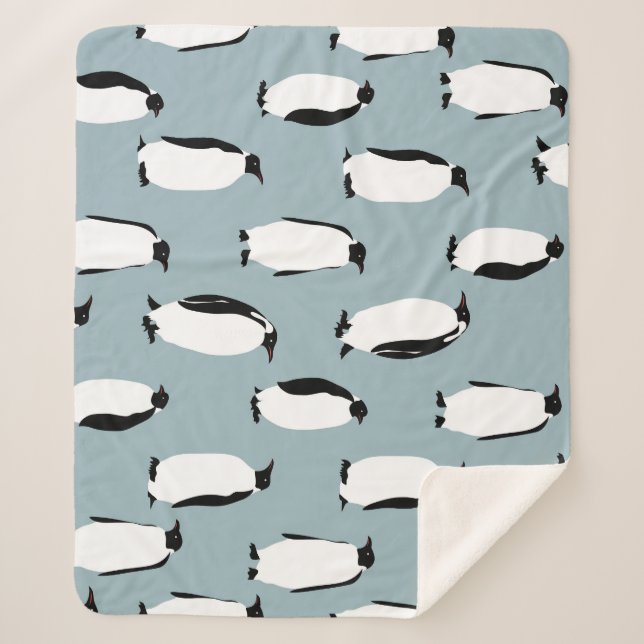 Pinguin Bird Animal Niedlich Pattern Sherpadecke (Vorderseite)