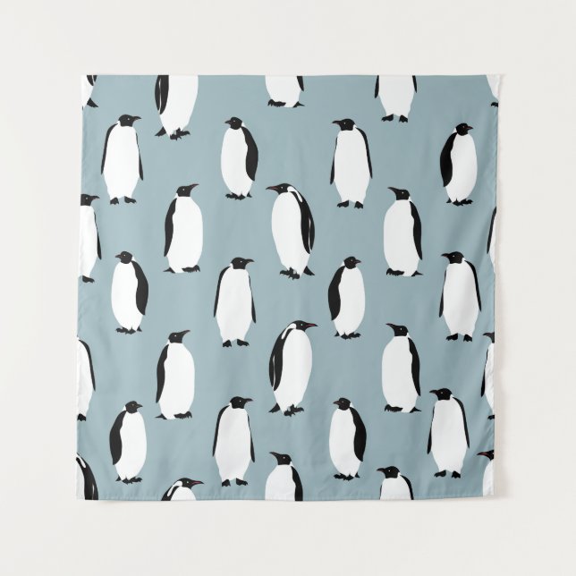 Pinguin Bird Animal Niedlich Pattern Wandteppich (Vorderseite)