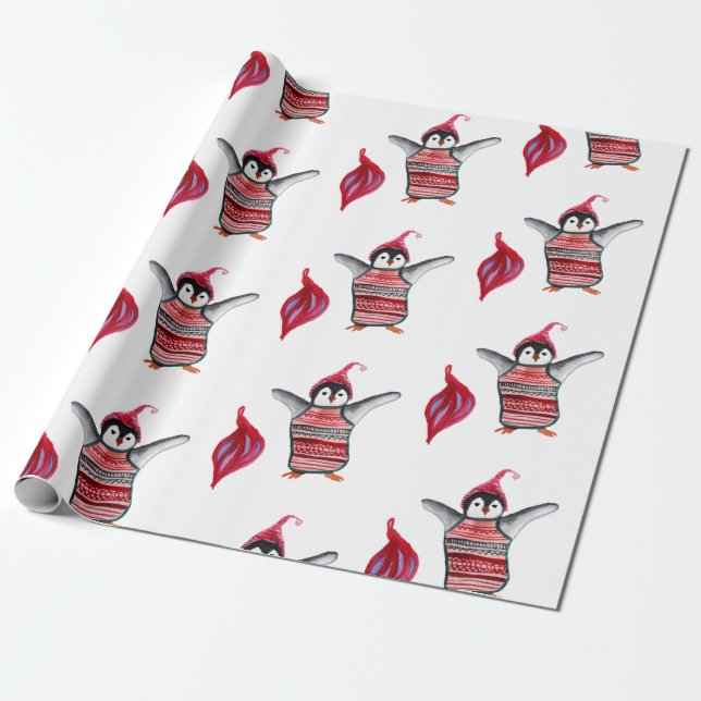 Pinguin Birds Wrapping Paper Geschenkpapier (Ungerollt)